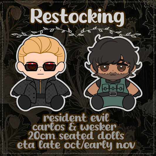 Restocking | Preorder | Carlos & Wesker 20cm Seated Plush